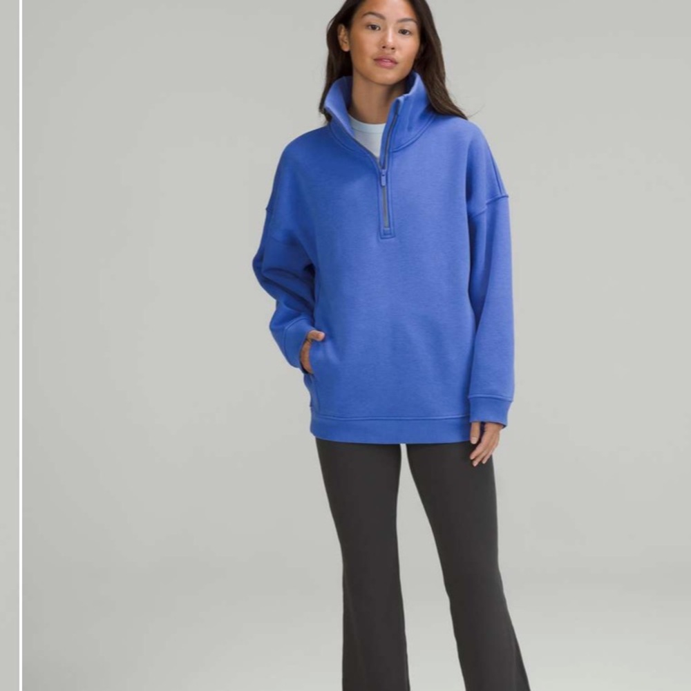 Lululemon Women's Thick Fleece Half Zip Wild Indigo Blue Sweatshirt Size xs/s - Picture 2 of 10
